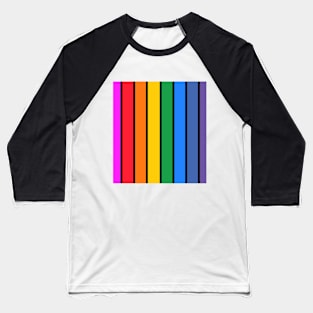 Bright rainbow and black stripes - vertical Baseball T-Shirt